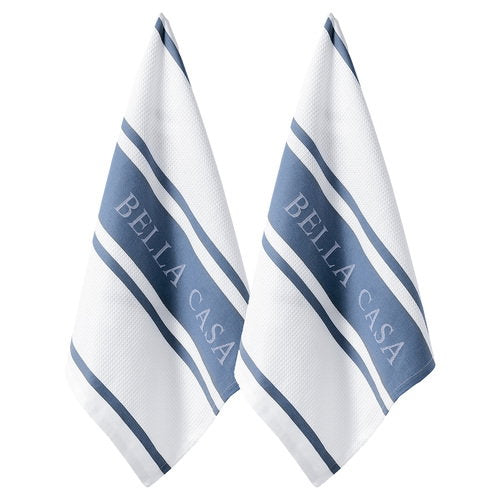 Ladelle Bella Casa Regatta Blue 2pk Kitchen Towel