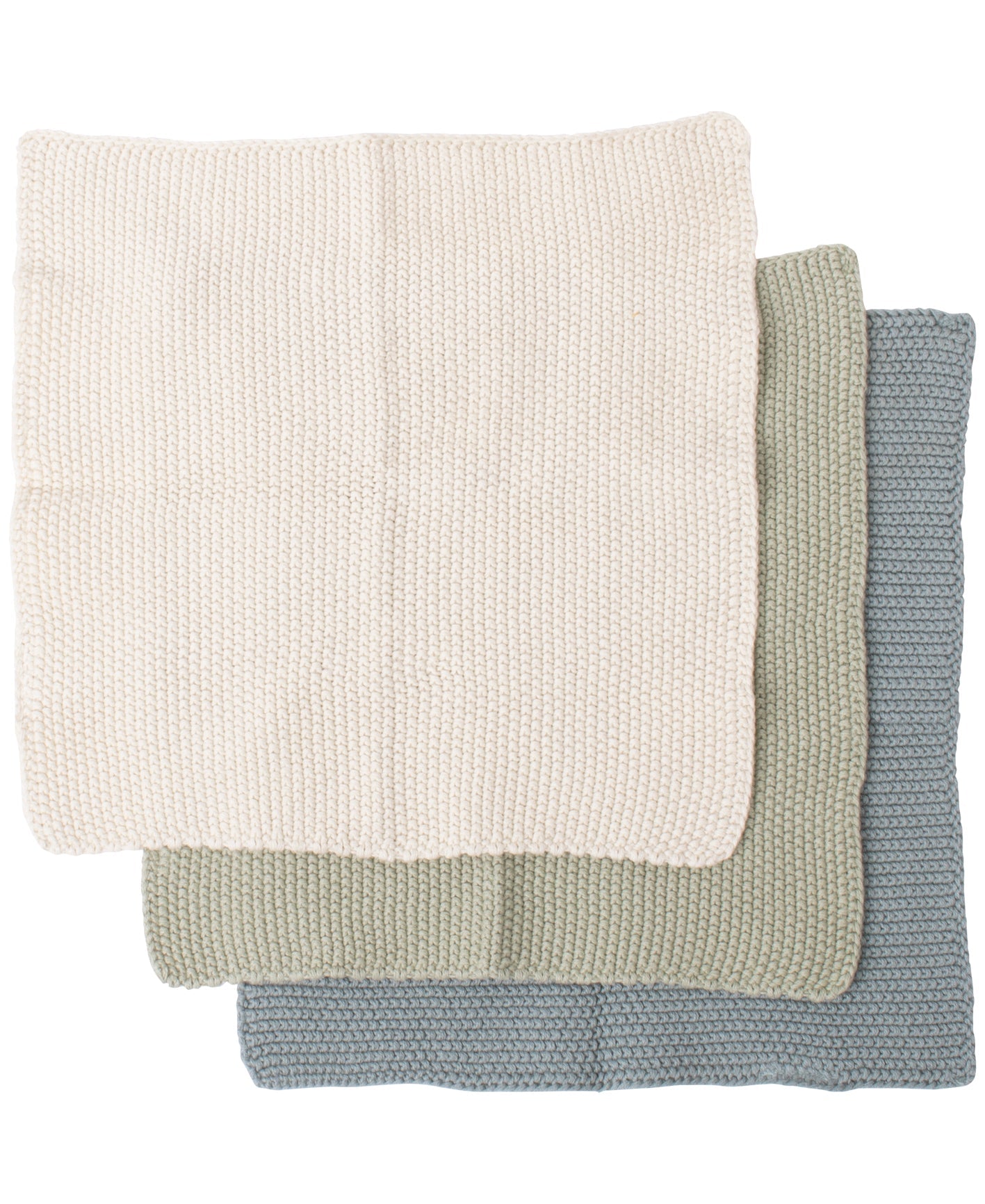 Eco Ladelle Eco Knitted Sage 27x27cm 3pk Dishcloth