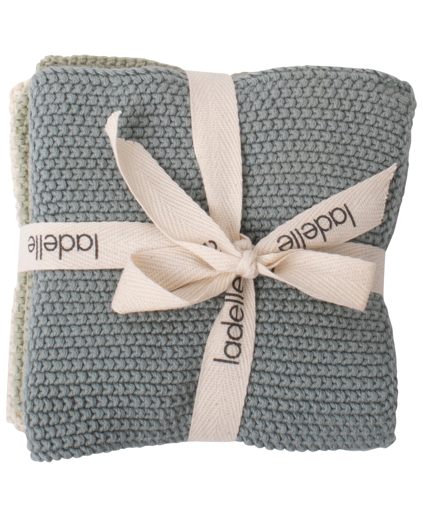 Eco Ladelle Eco Knitted Sage 27x27cm 3pk Dishcloth