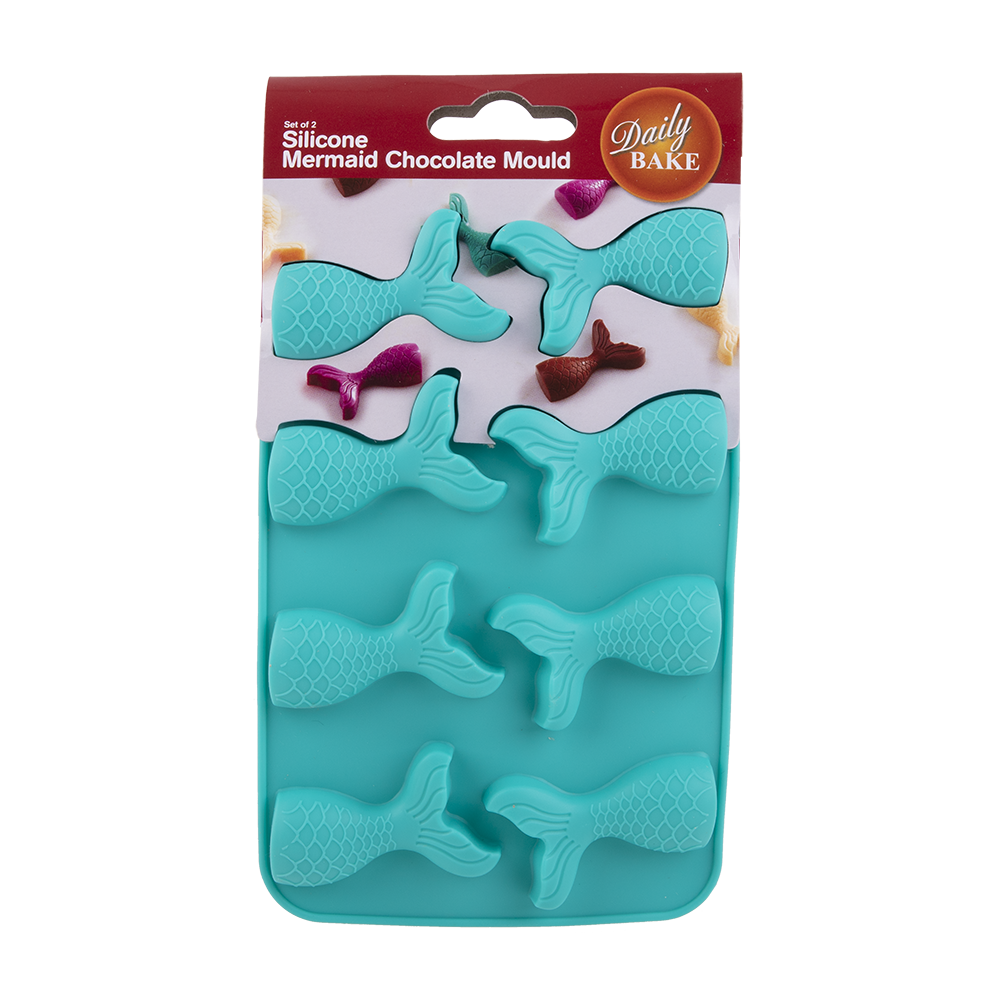 Daily Bake Silicone Mermaid Chocolate Mould Set – 8 Cup (Set of 2) Turquoise