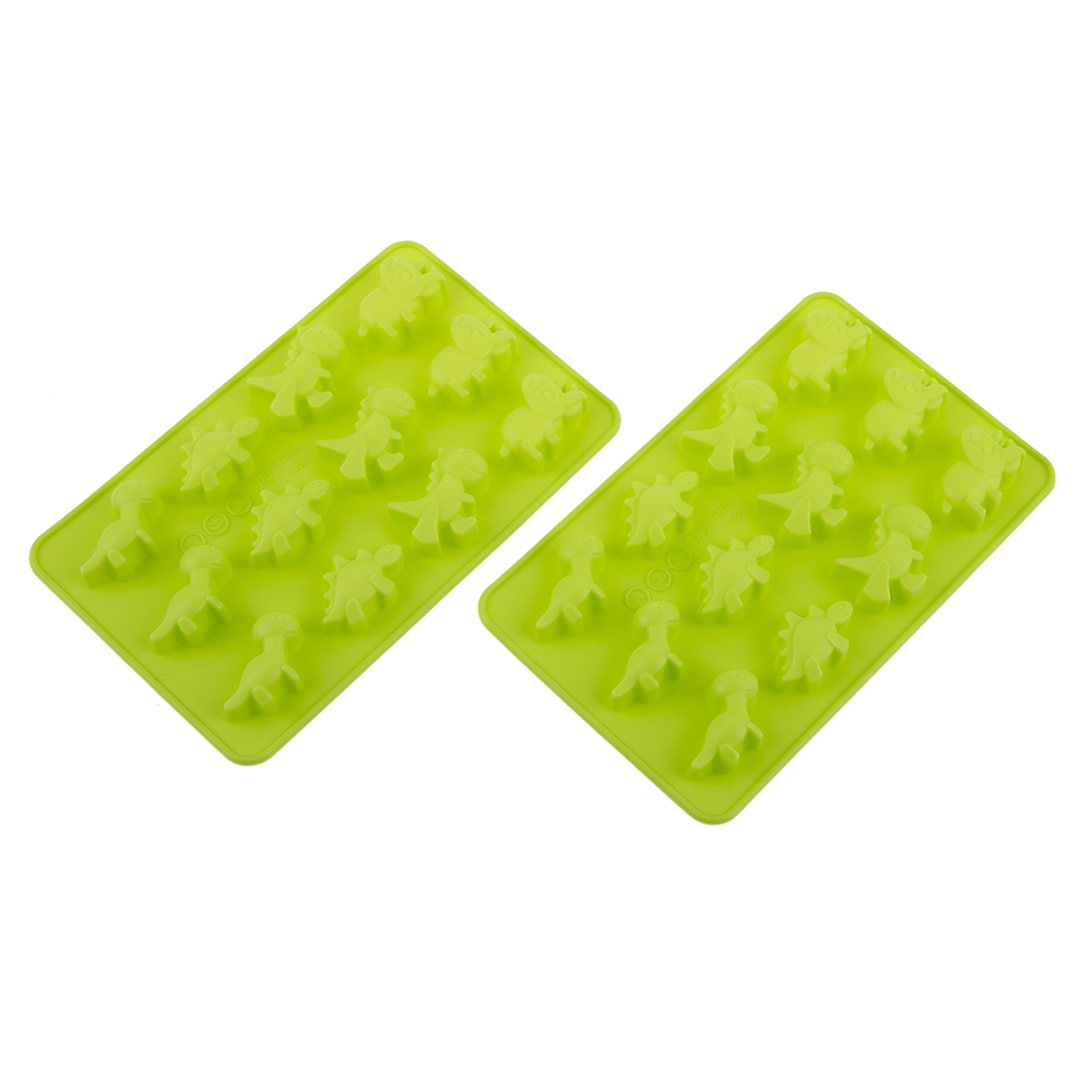 Daily Bake Silicone Dinosaur Chocolate Mould Set – 12 Cup (Set of 2) Green