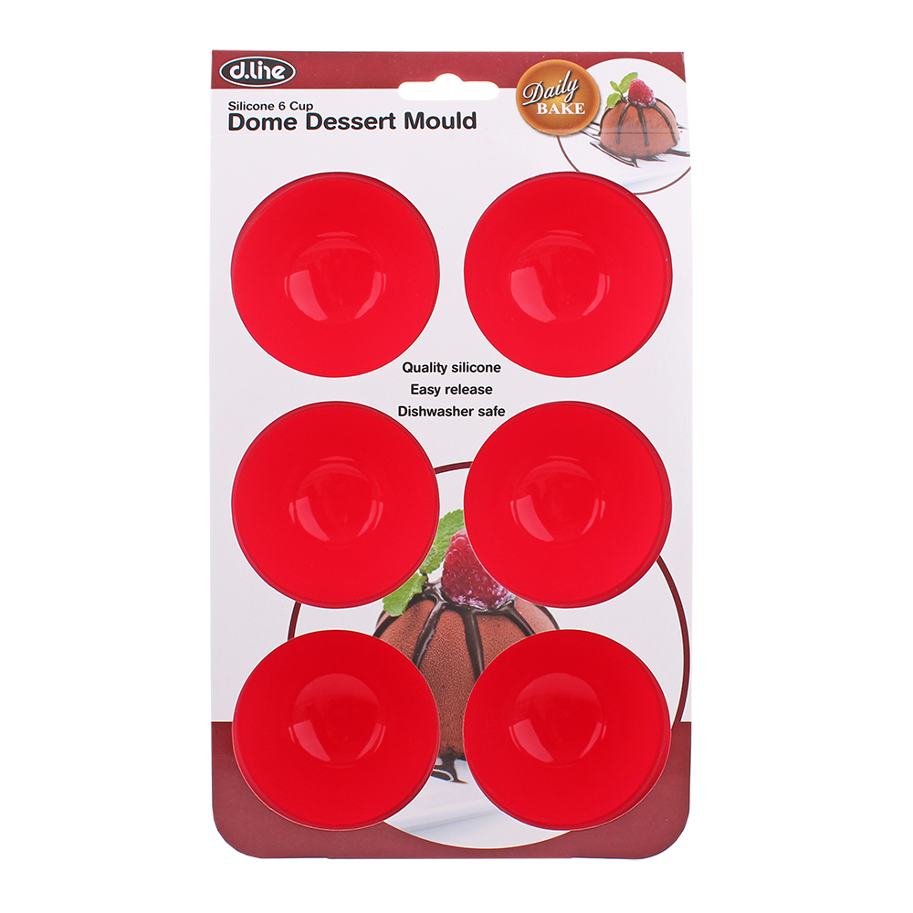 Daily Bake Silicone 6 Cup Large Dome Dessert Mould – Red