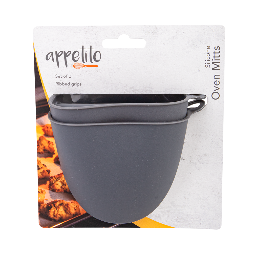 Appetito Silicone Oven Mitts Set of 2 - Charcoal
