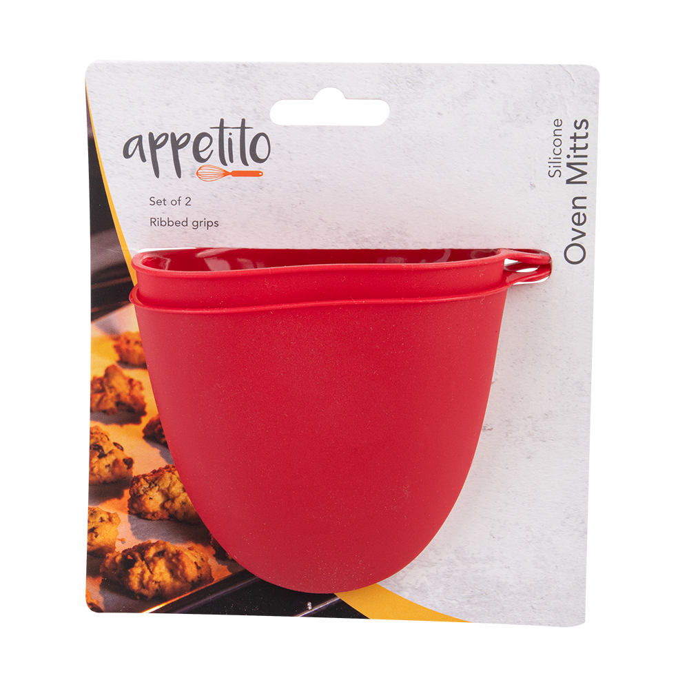 Appetito Silicone Oven Mitts Set of 2 - Red