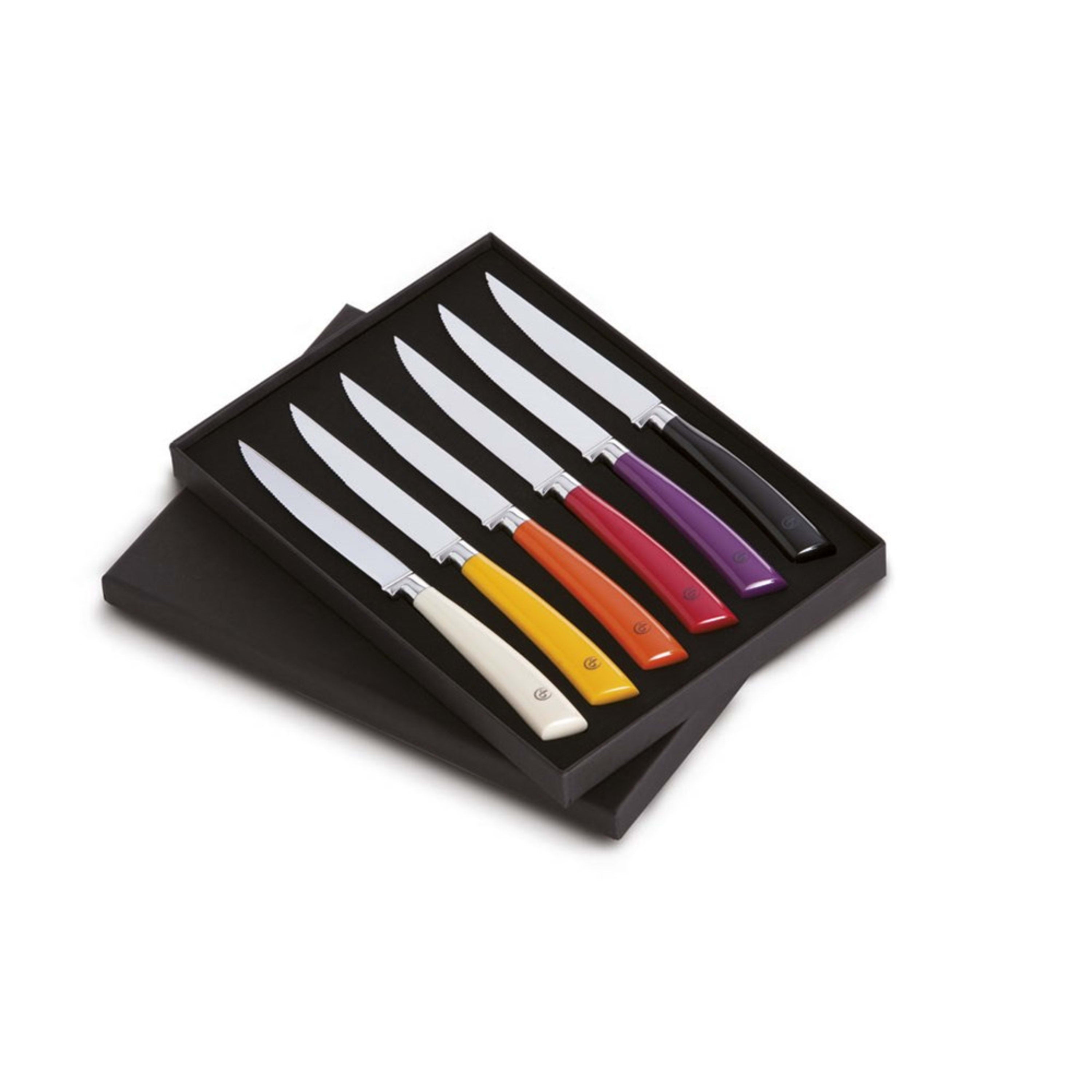 Del Ben 6 Piece Mix Colour Resin Handle Stainless Steel Steak Knife Set