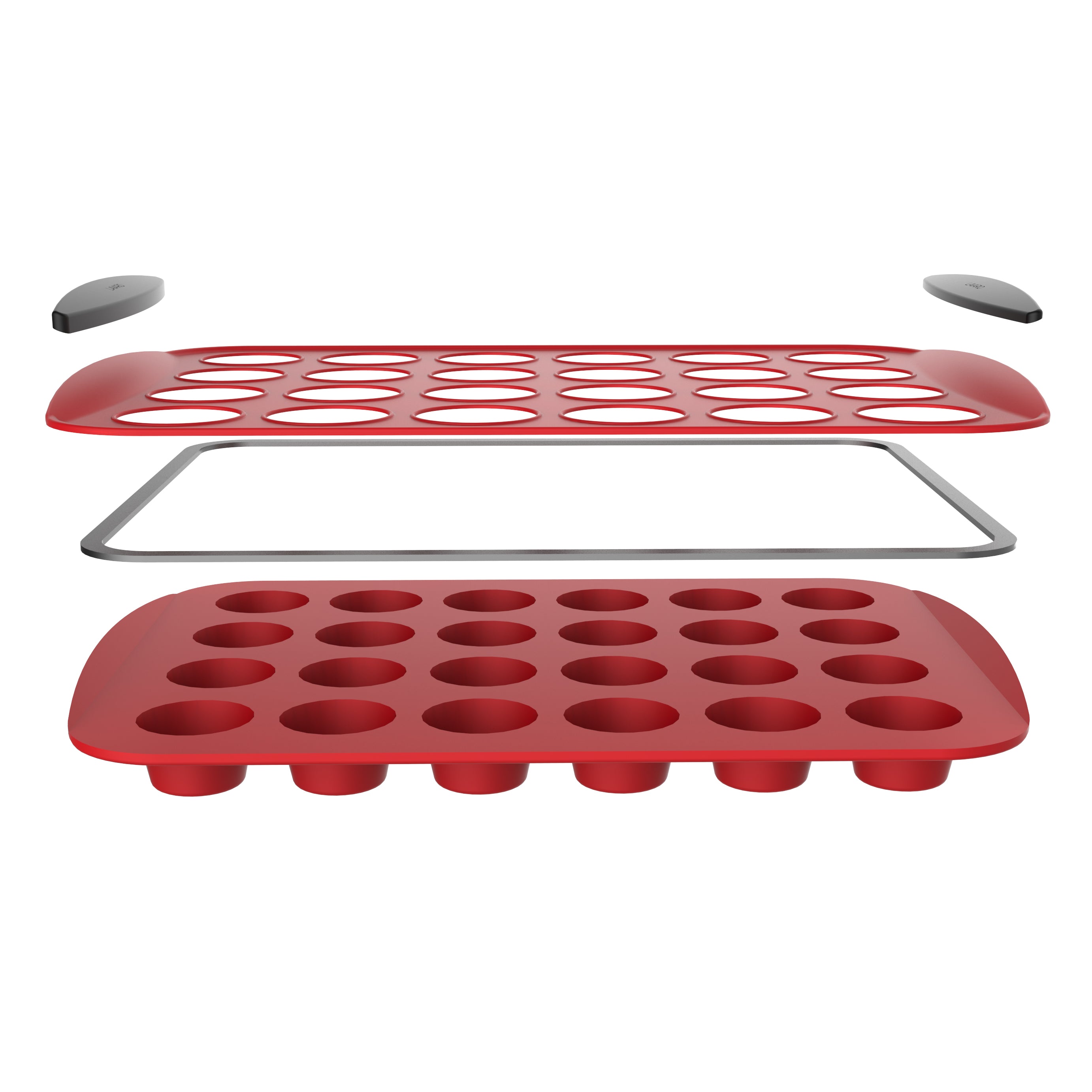 Daily Bake Silicone 24 Cup Mini Muffin Pan - Red