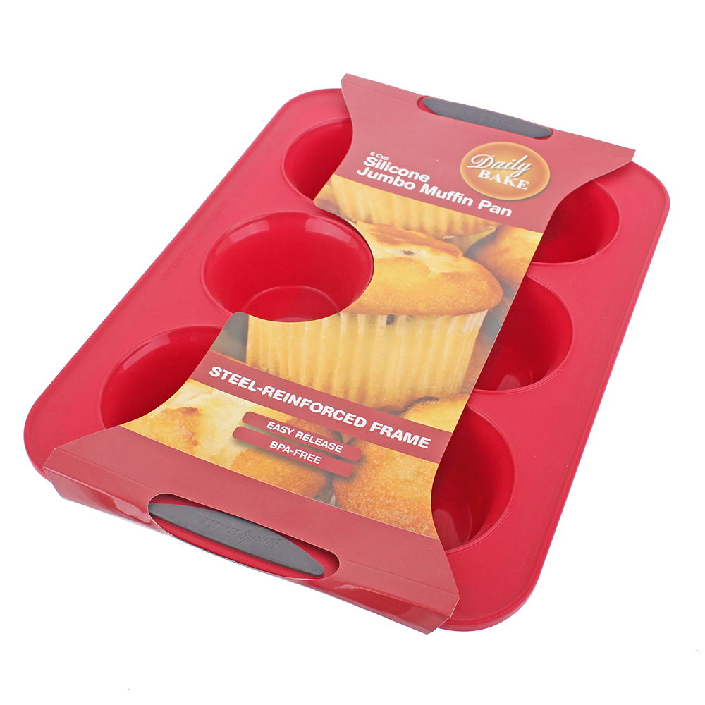 Daily Bake Silicone 6 Cup Jumbo Muffin Pan - Red