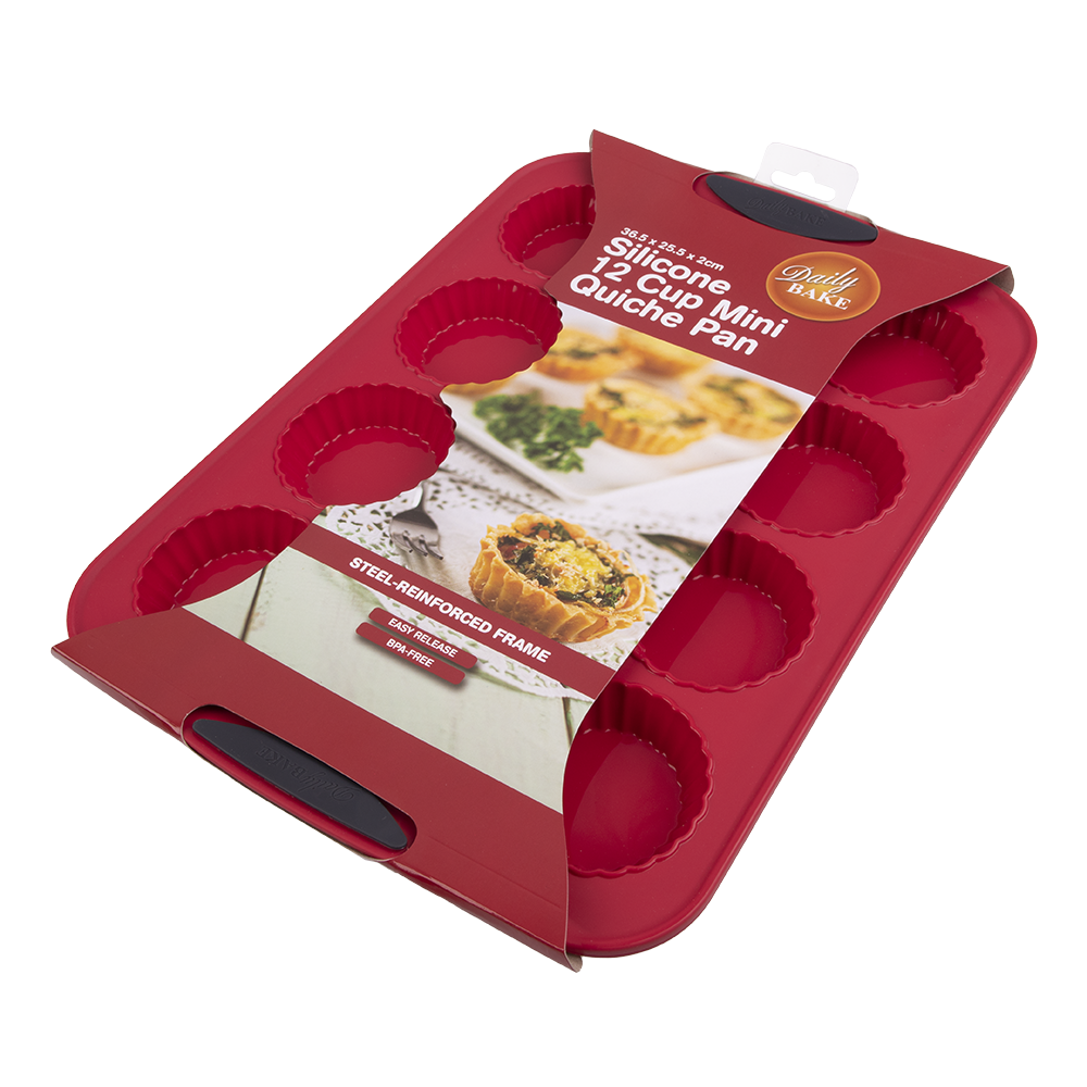 Daily Bake Silicone 12 Cup Mini Quiche Pan - Red
