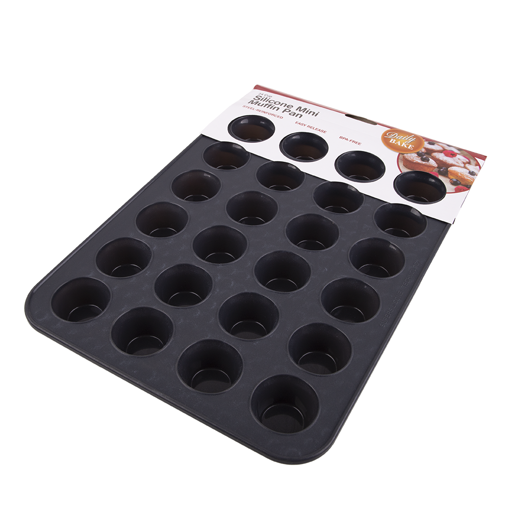 Daily Bake Silicone 24 Cup Mini Muffin Pan – Charcoal