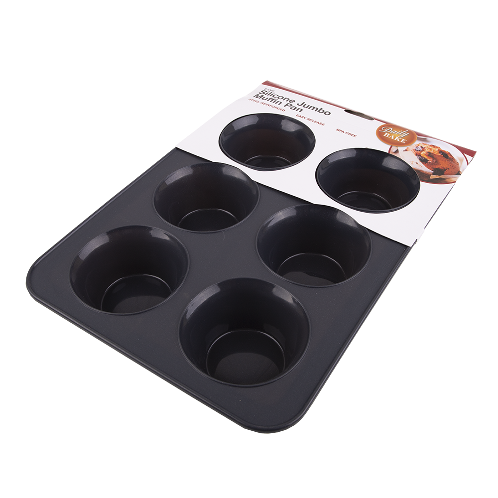 Daily Bake Silicone 6 Cup Jumbo Muffin Pan - Charcoal