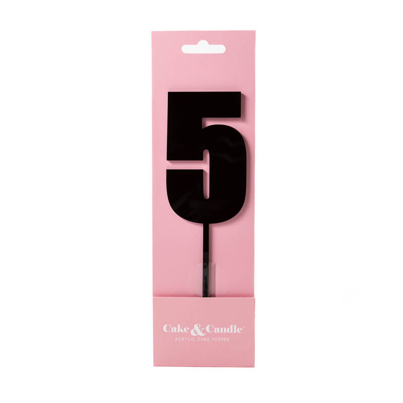 Cake & Candle Mega Number 5 Cake Topper Black
