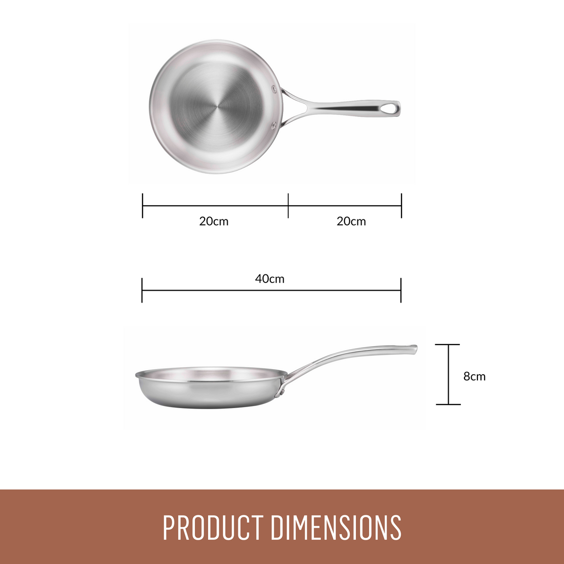 Essteele Eternita Stainless Steel 20cm Open French Skillet