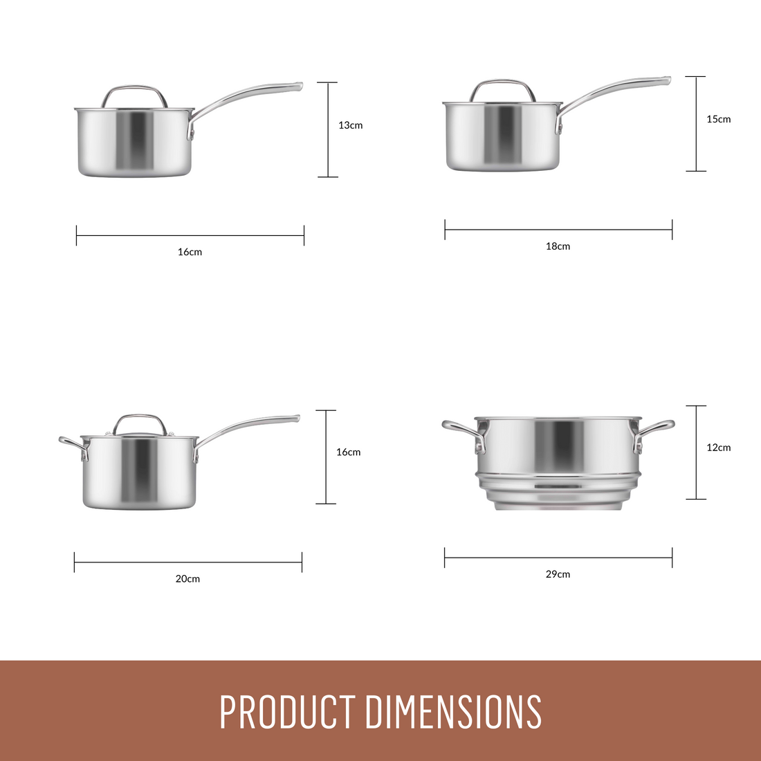 Essteele Eternita Clad Stainless Steel Induction 4 Piece Cookware Set