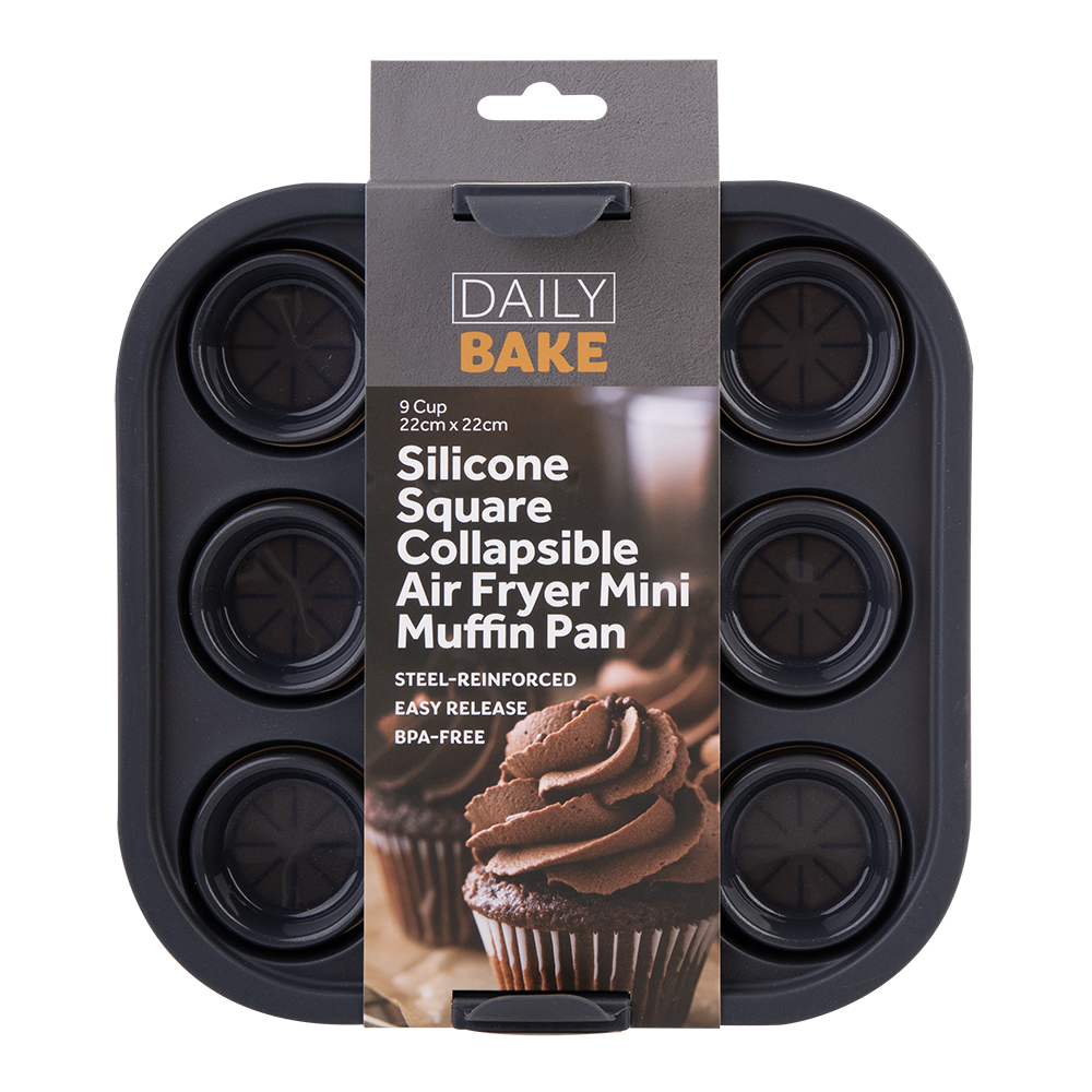 Daily Bake Silicone Square Collapsible 9 Cup Mini Muffin Pan 22 x 22cm