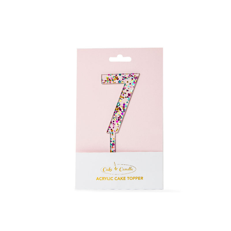 Cake & Candle Glitter Number 7 Cake Topper Rainbow