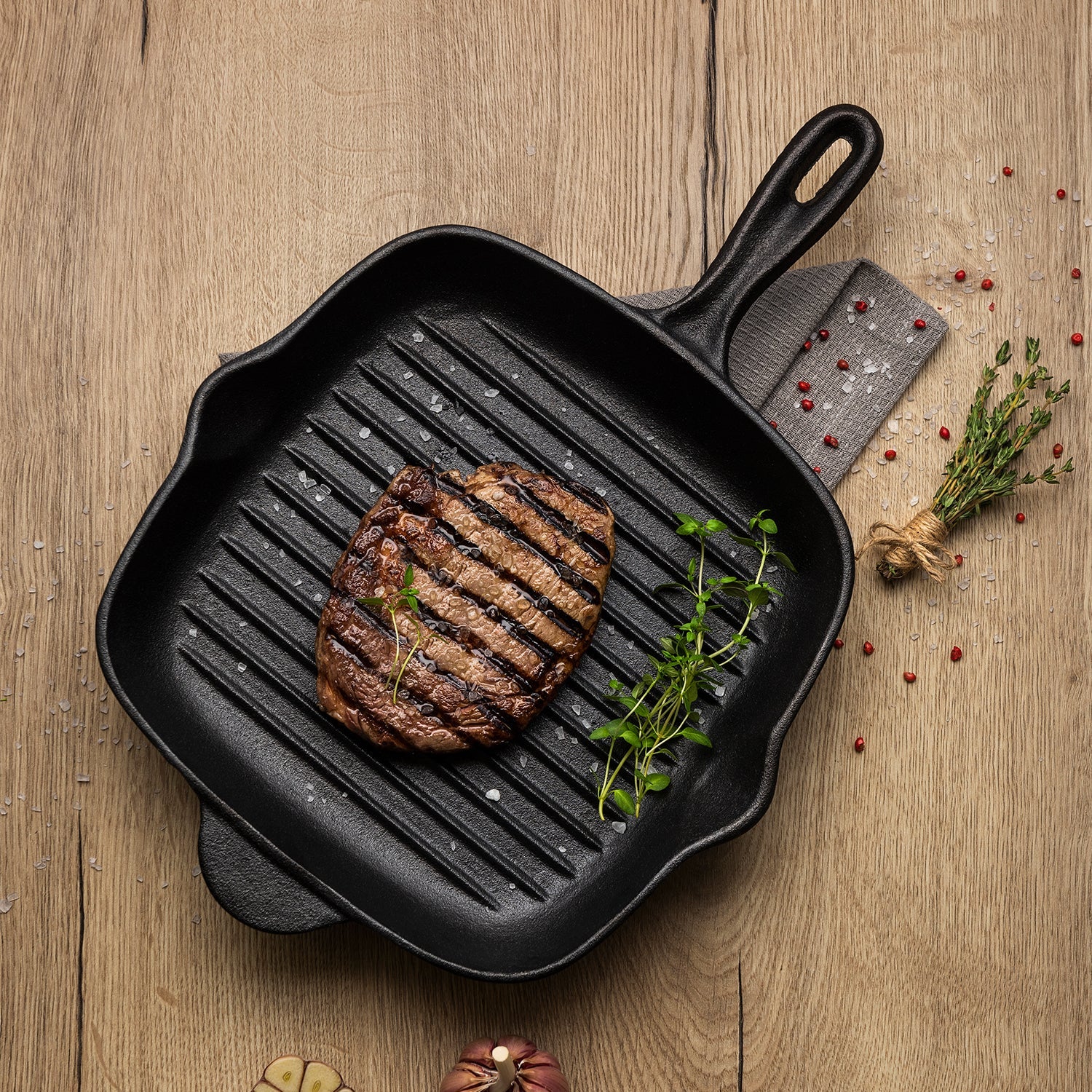 Tramontina Pre-Seasoned Cast Iron Square Griddle Pan 27cm