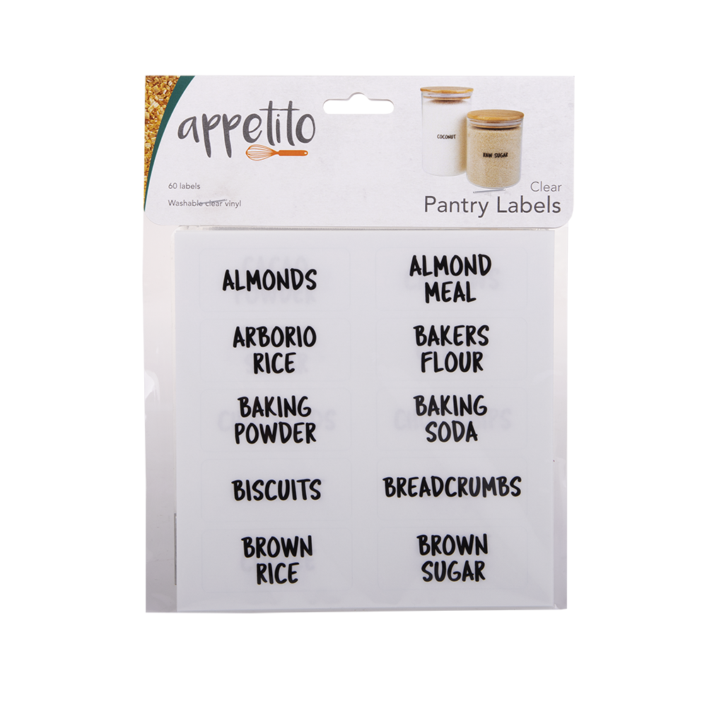 Appetito Clear Pantry Labels - 60 Pack