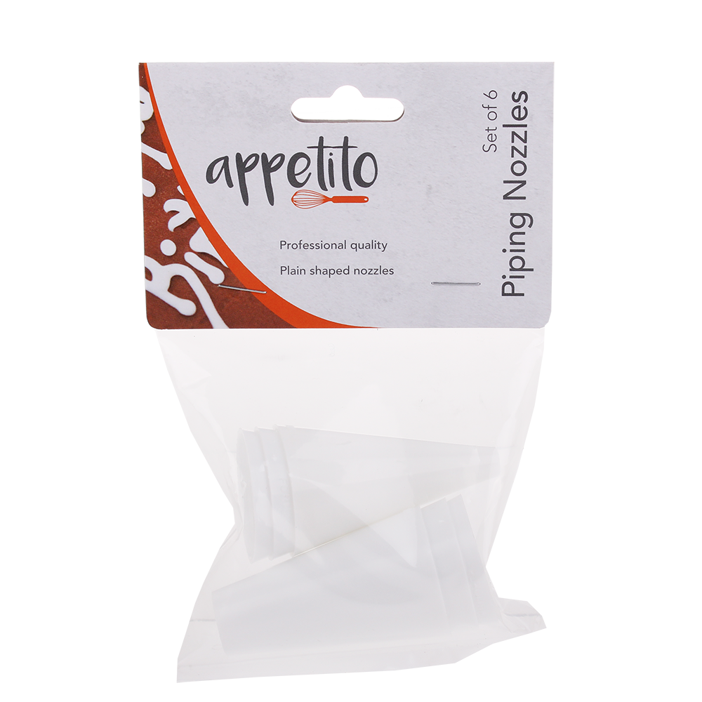 Appetito Plain Plastic Piping Nozzles Set 6