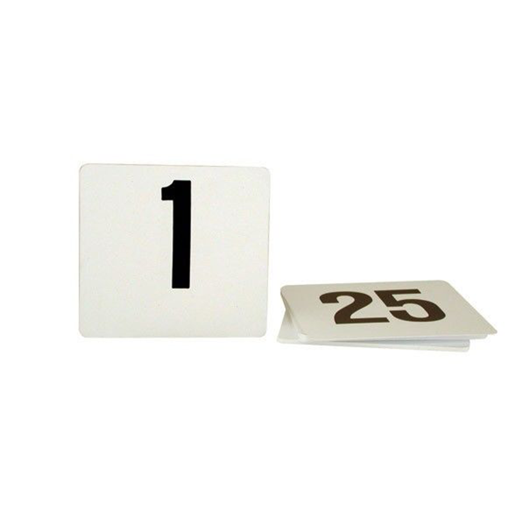KH Classik Chef Plastic Table Number Set Black On White 1 - 25