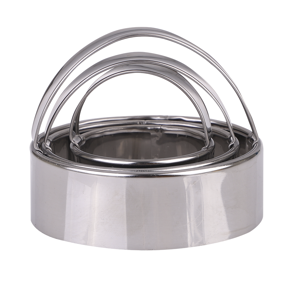 Appetito Stainless Steel Plain Scone Cutters with Handle Set 3