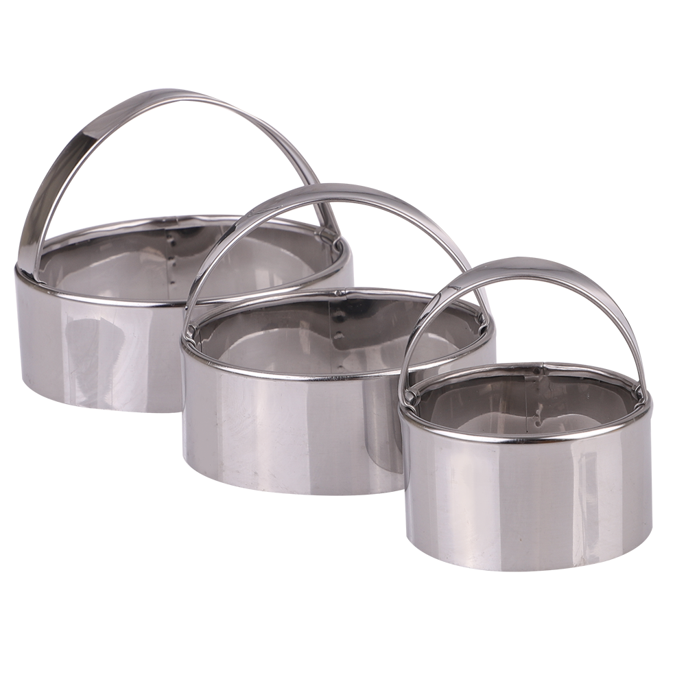 Appetito Stainless Steel Plain Scone Cutters with Handle Set 3