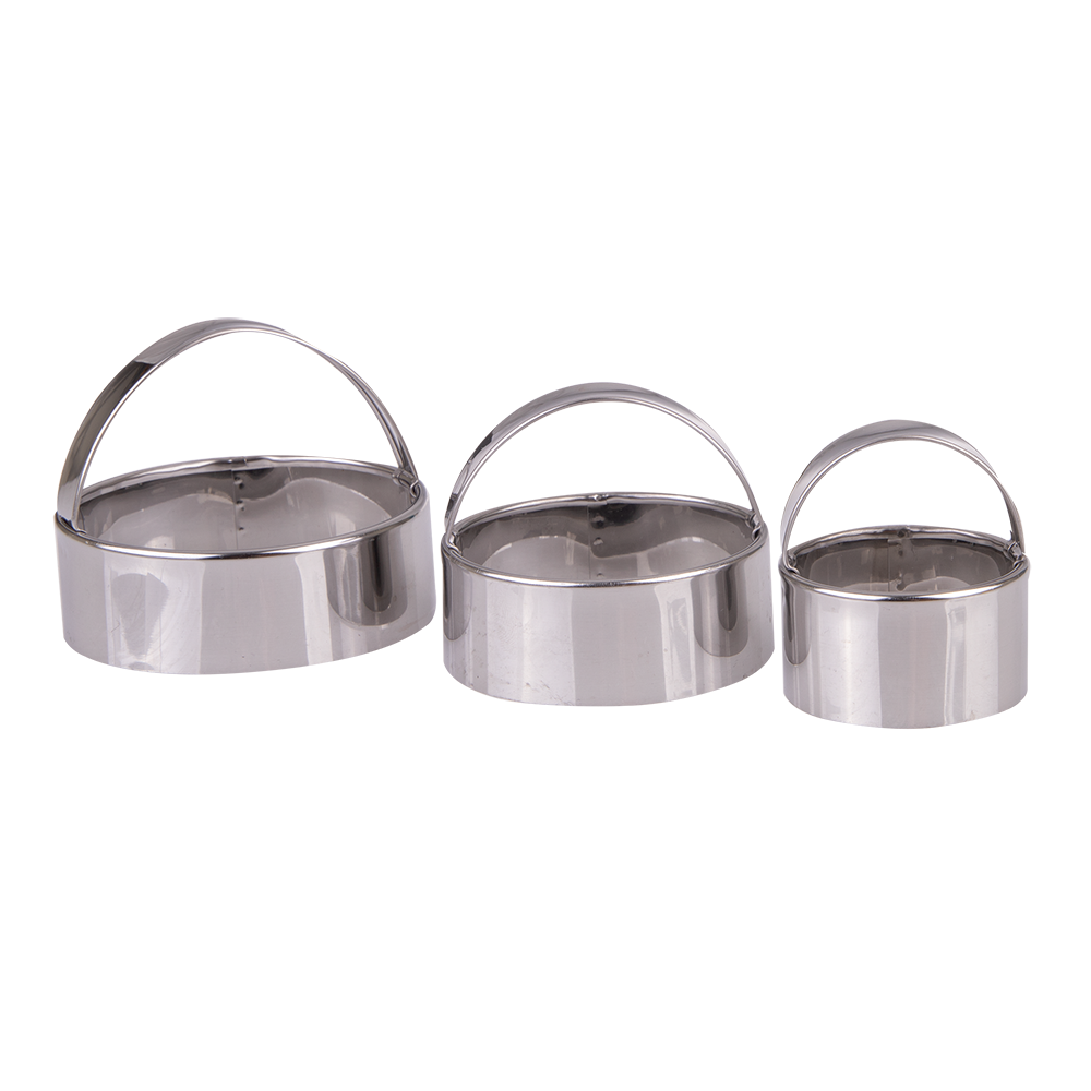 Appetito Stainless Steel Plain Scone Cutters with Handle Set 3