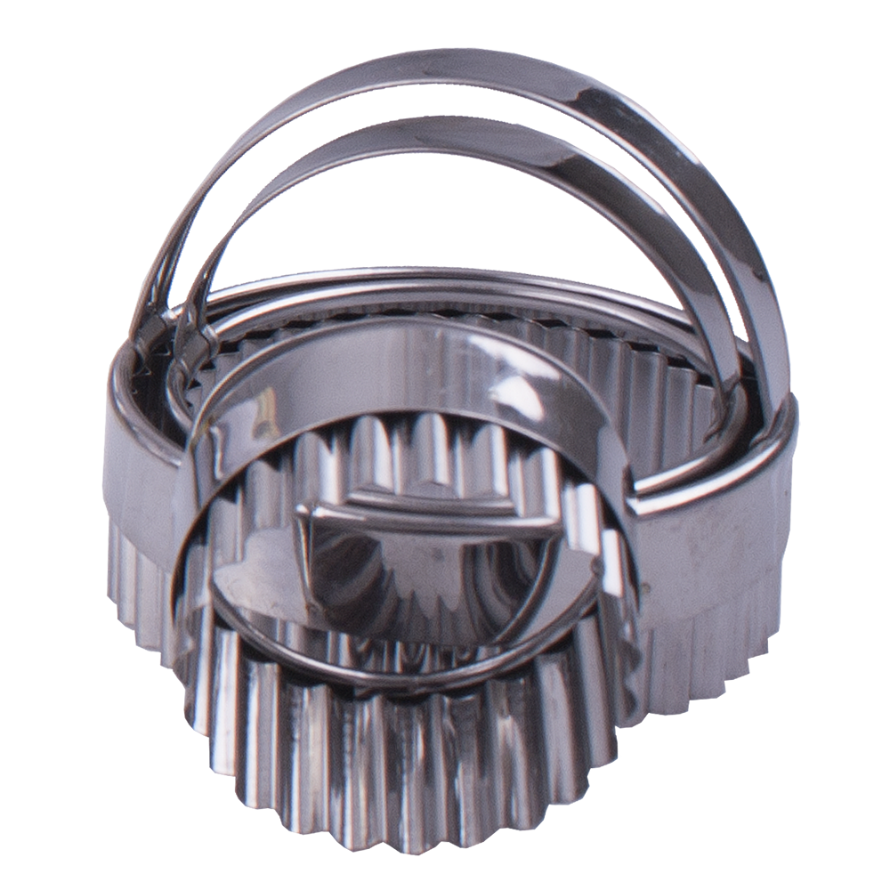 Appetito Stainless Steel Crinkle Scone Cutters with Handle Set 3