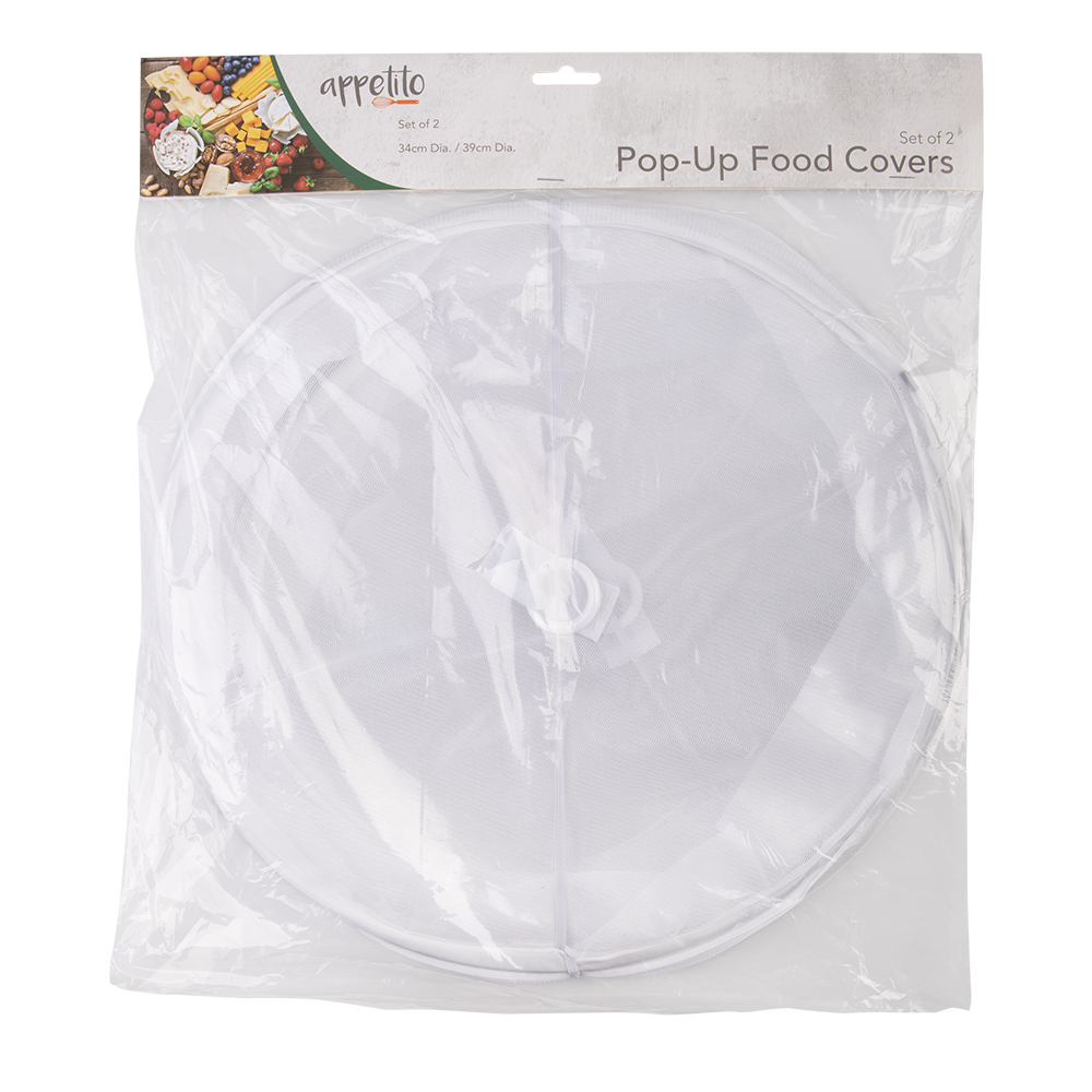 Appetito Pop-Up Food Covers Set 2 34cm/39cm - White