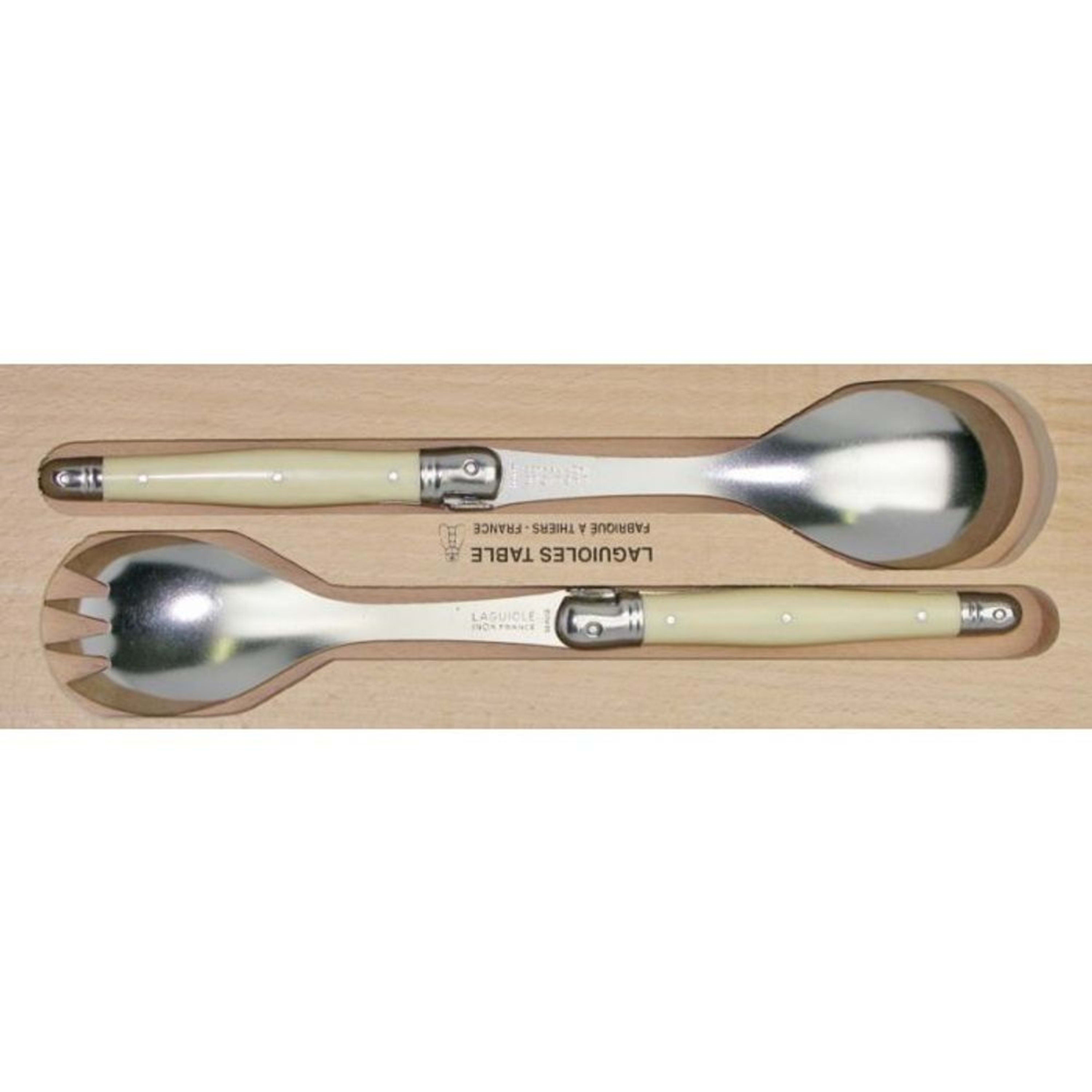 Laguiole André Verdier Debutant Salad Server Set - Ivory