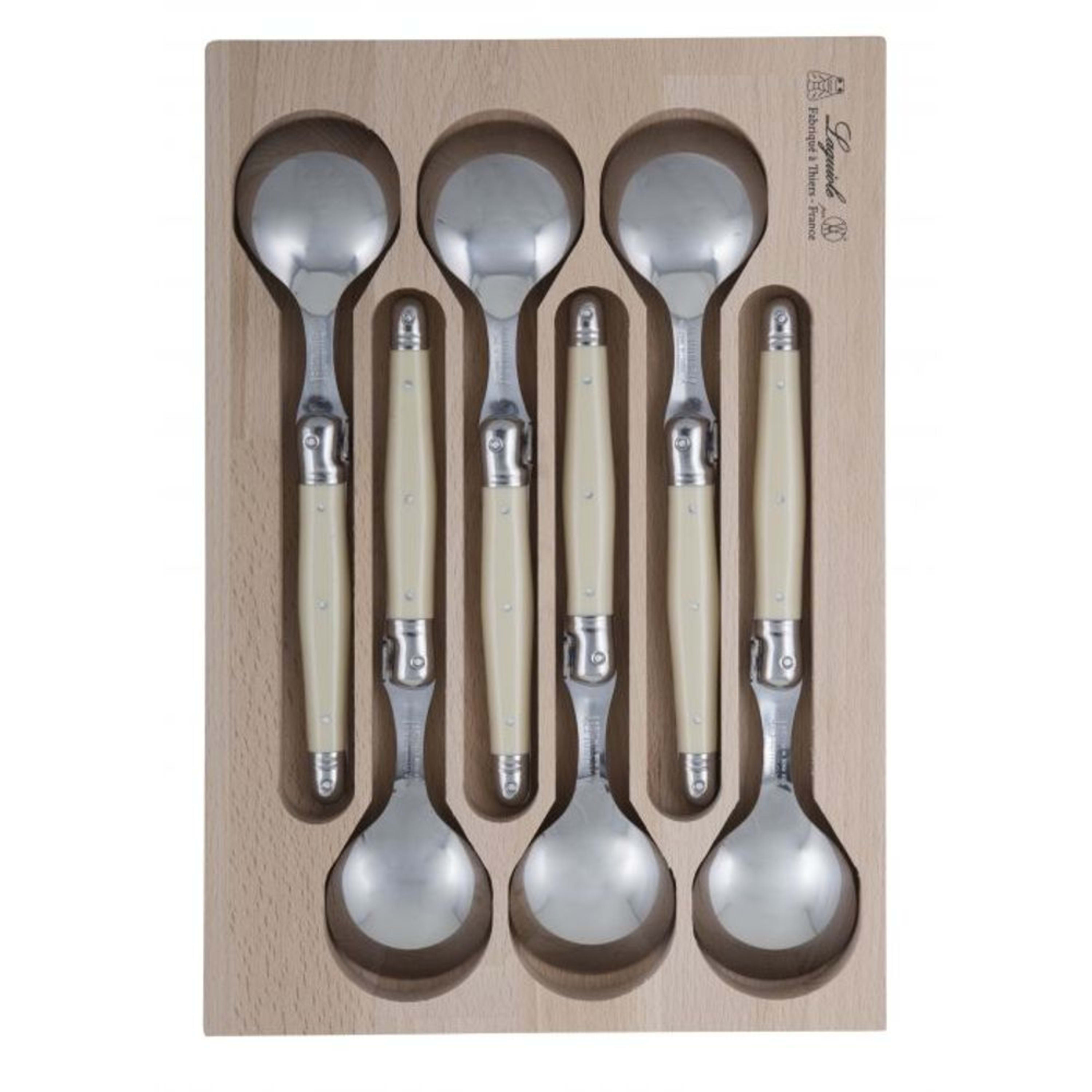 Laguiole André Verdier Debutant Soup Spoons 6 Piece Set - Ivory