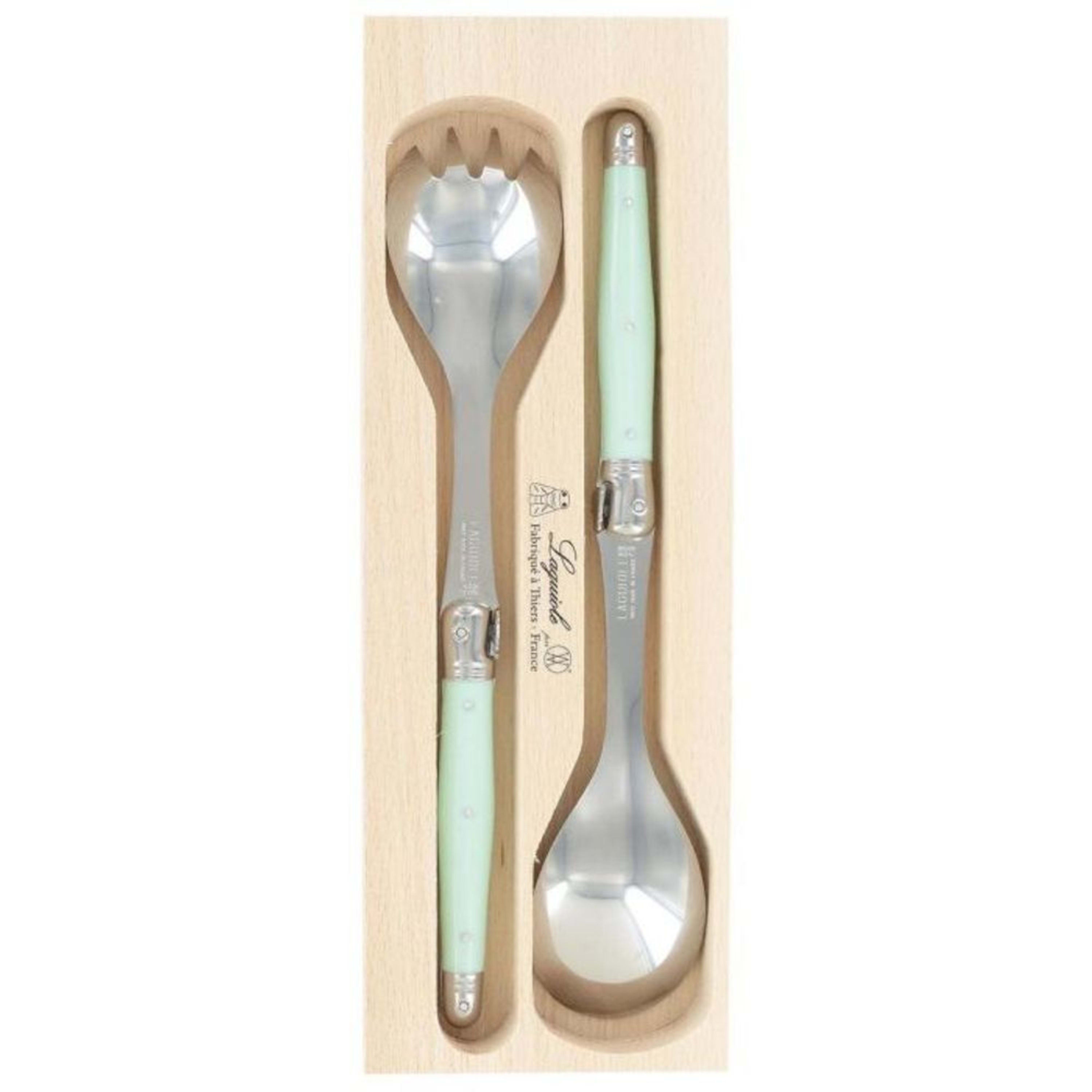 Laguiole André Verdier Debutant Salad Server Set - Mint