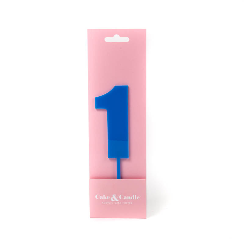 Cake & Candle Mega Number 1 Cake Topper Blue