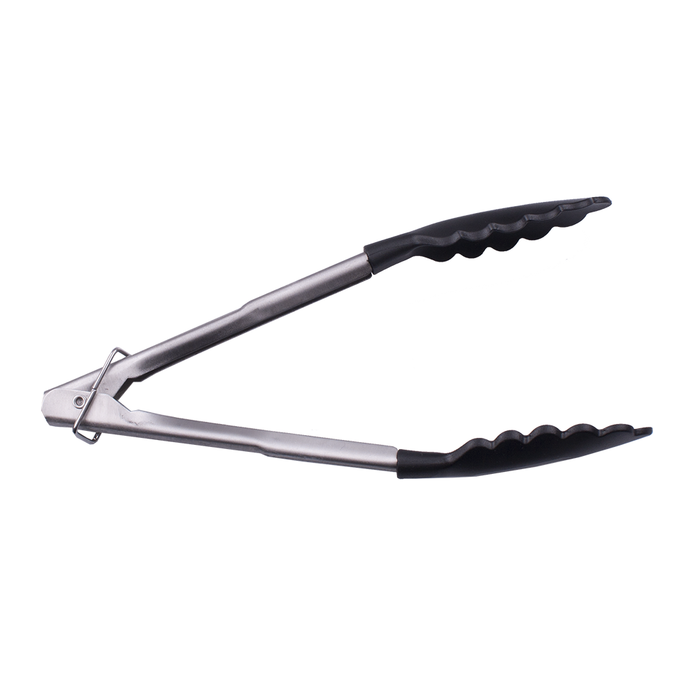 Appetito Stainless Steel 24cm Tongs with Nylon Head  - Black