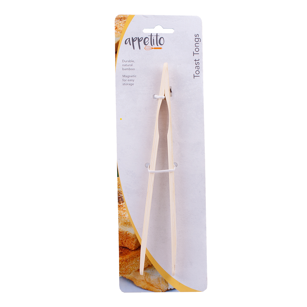 Appetito Bamboo Toast Tongs with Magnet 20cm