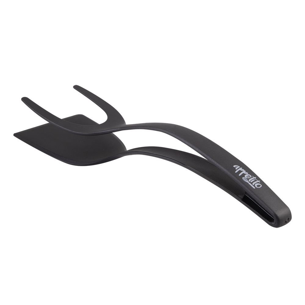 Appetito 2-In-1 Nylon Spatula Tongs - Black