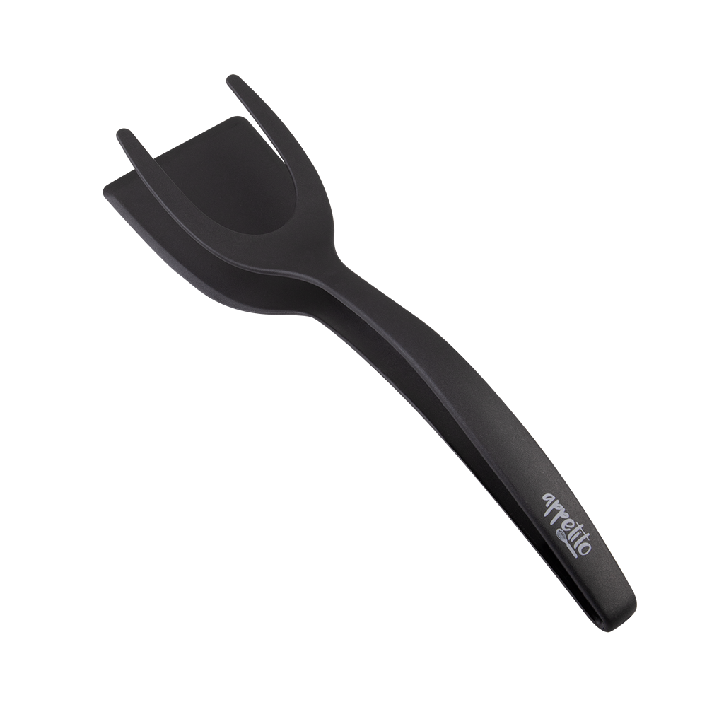 Appetito 2-In-1 Nylon Spatula Tongs - Black