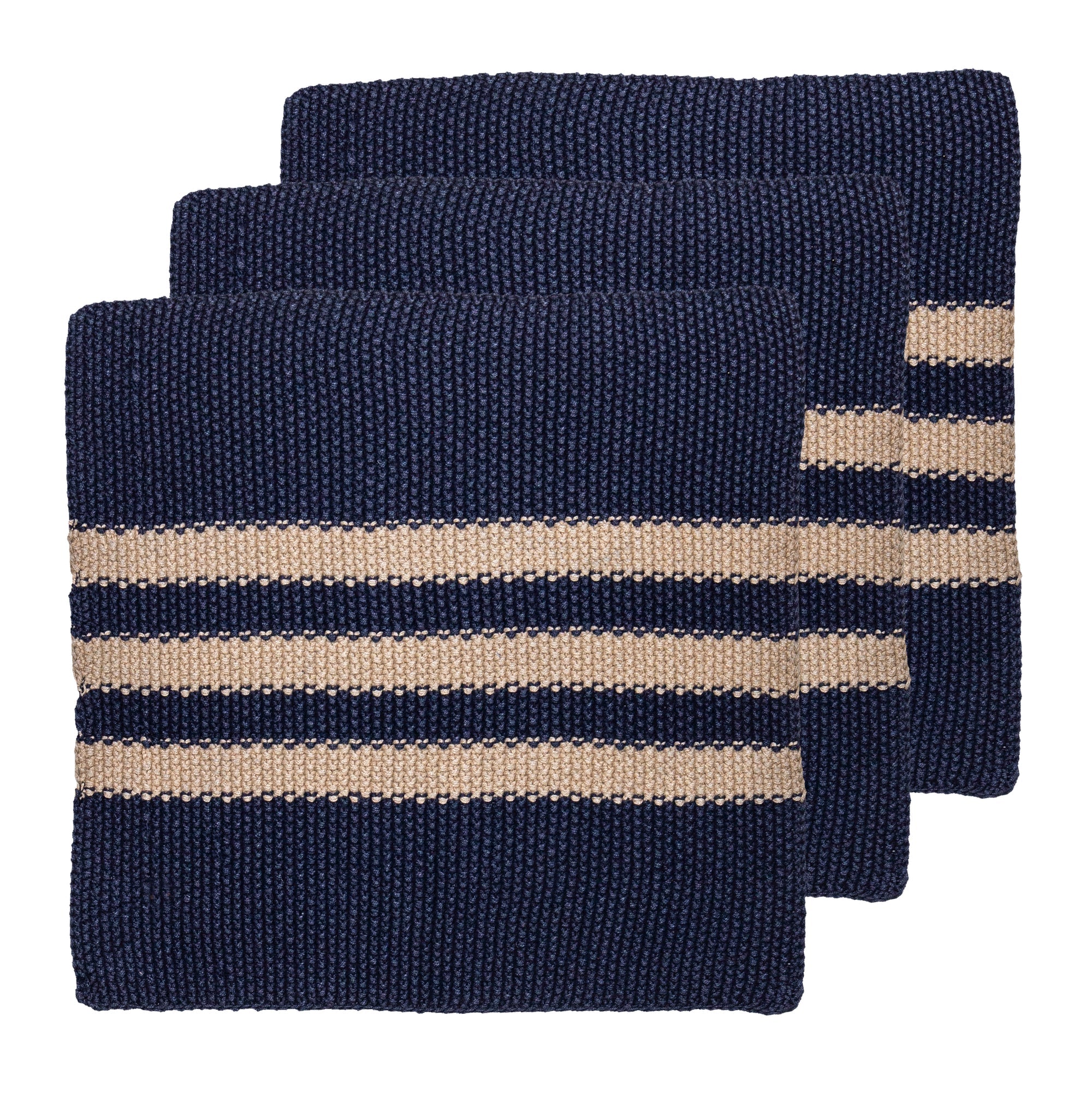 Eco Ladelle Eco Knitted Indigo 27x27cm 3pk Dishcloth