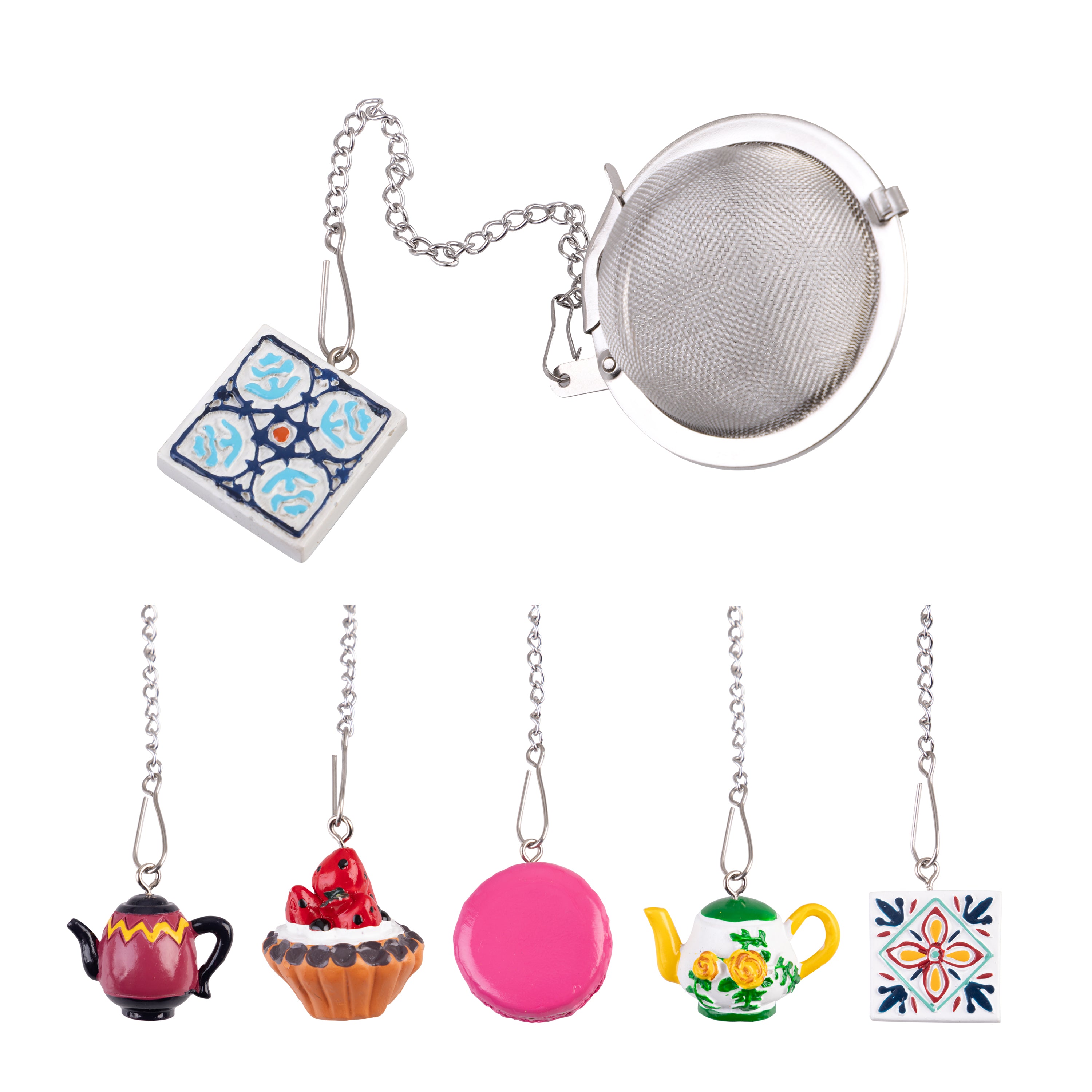 Teaology Stainless Steel Mesh Tea Ball Infuser with Assorted Novelty Decorations