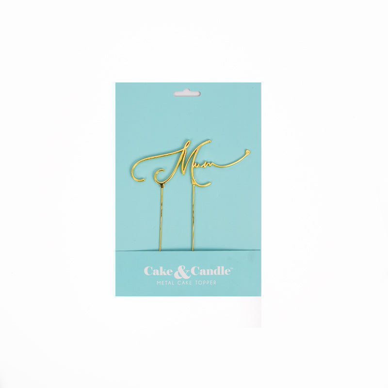 Cake & Candle Metal Cake Topper Mum Gold