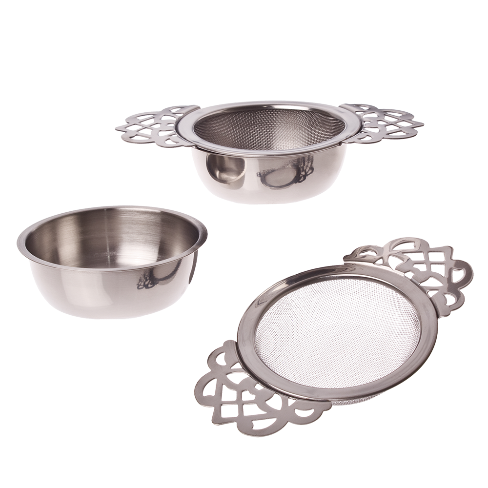 Teaology Stainless Steel Vintage Tea Strainer Set