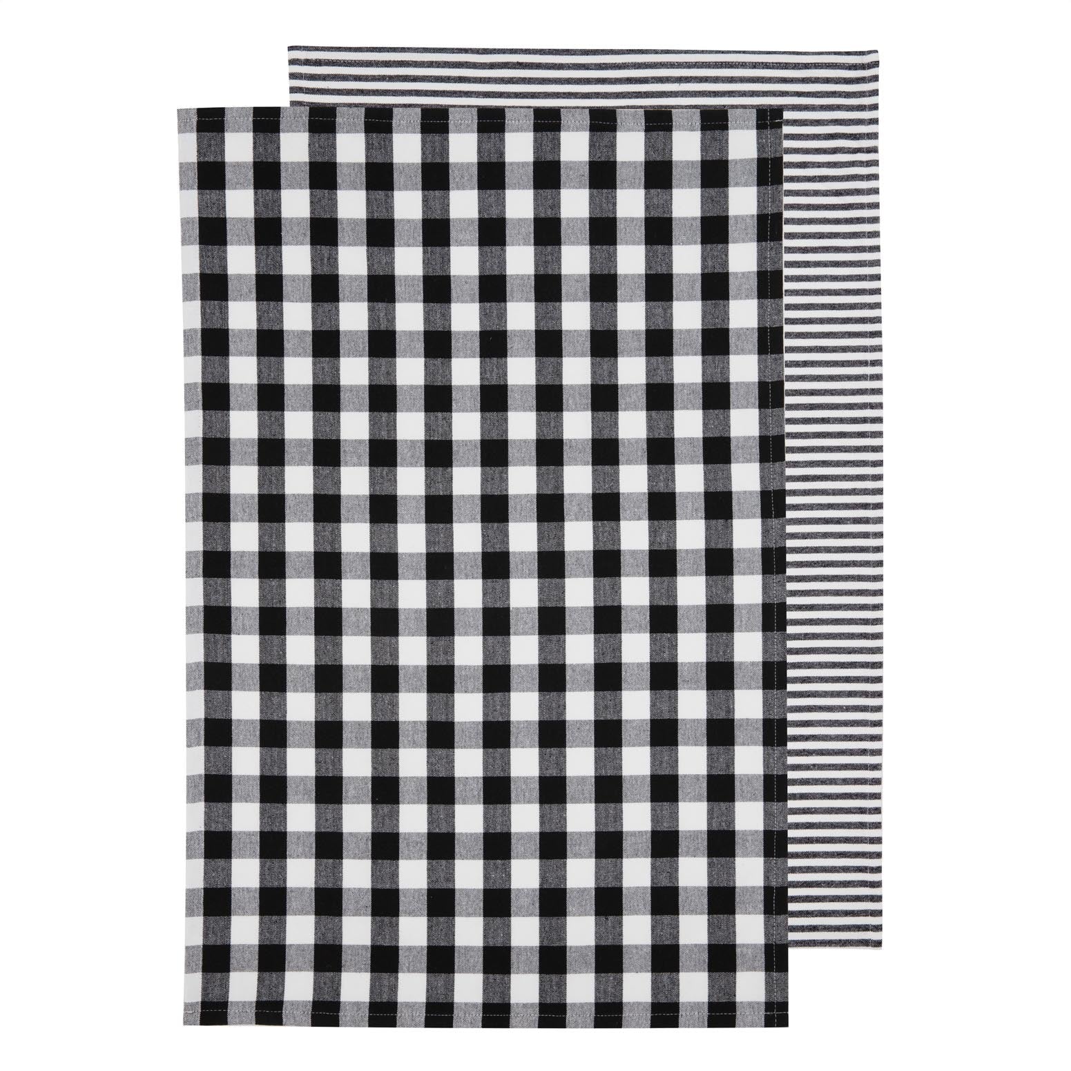Eco Ladelle Eco Gingham Black 2pk Kitchen Towel