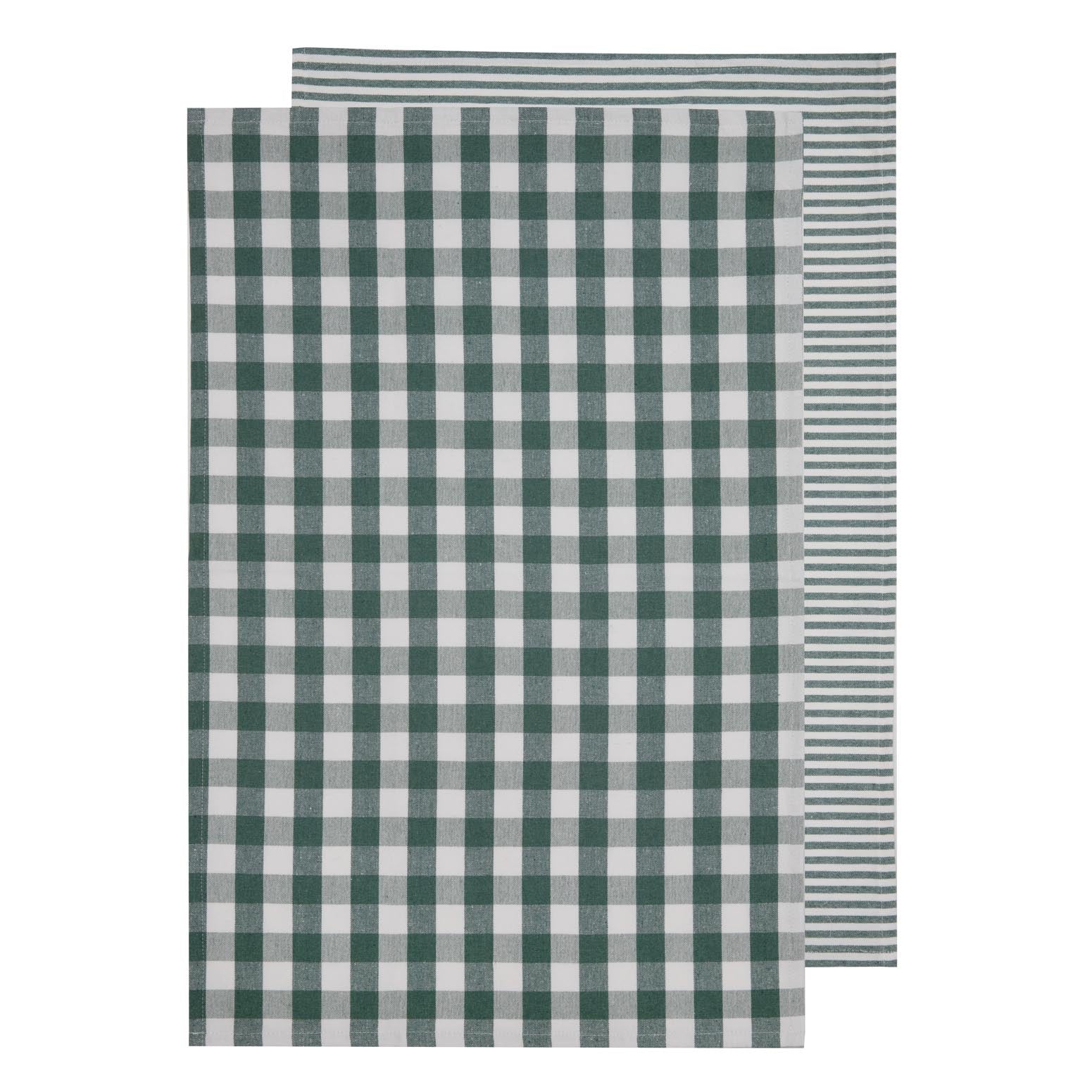 Eco Ladelle Eco Gingham Green 2pk Kitchen Towel