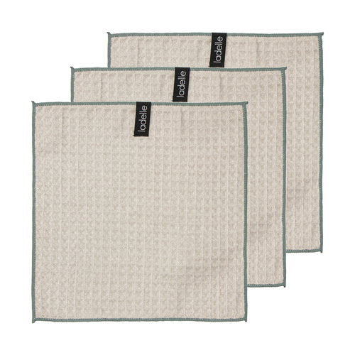 Ladelle Mega Waffle Microfibre Taupe 30x30cm 3pk Dishcloth