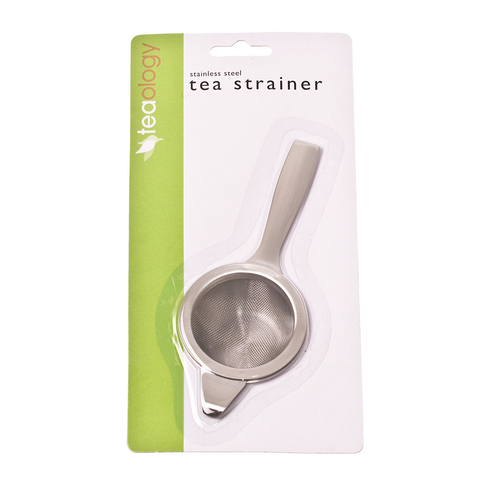Teaology Stainless Steel Long Handle Tea Strainer with Bowl