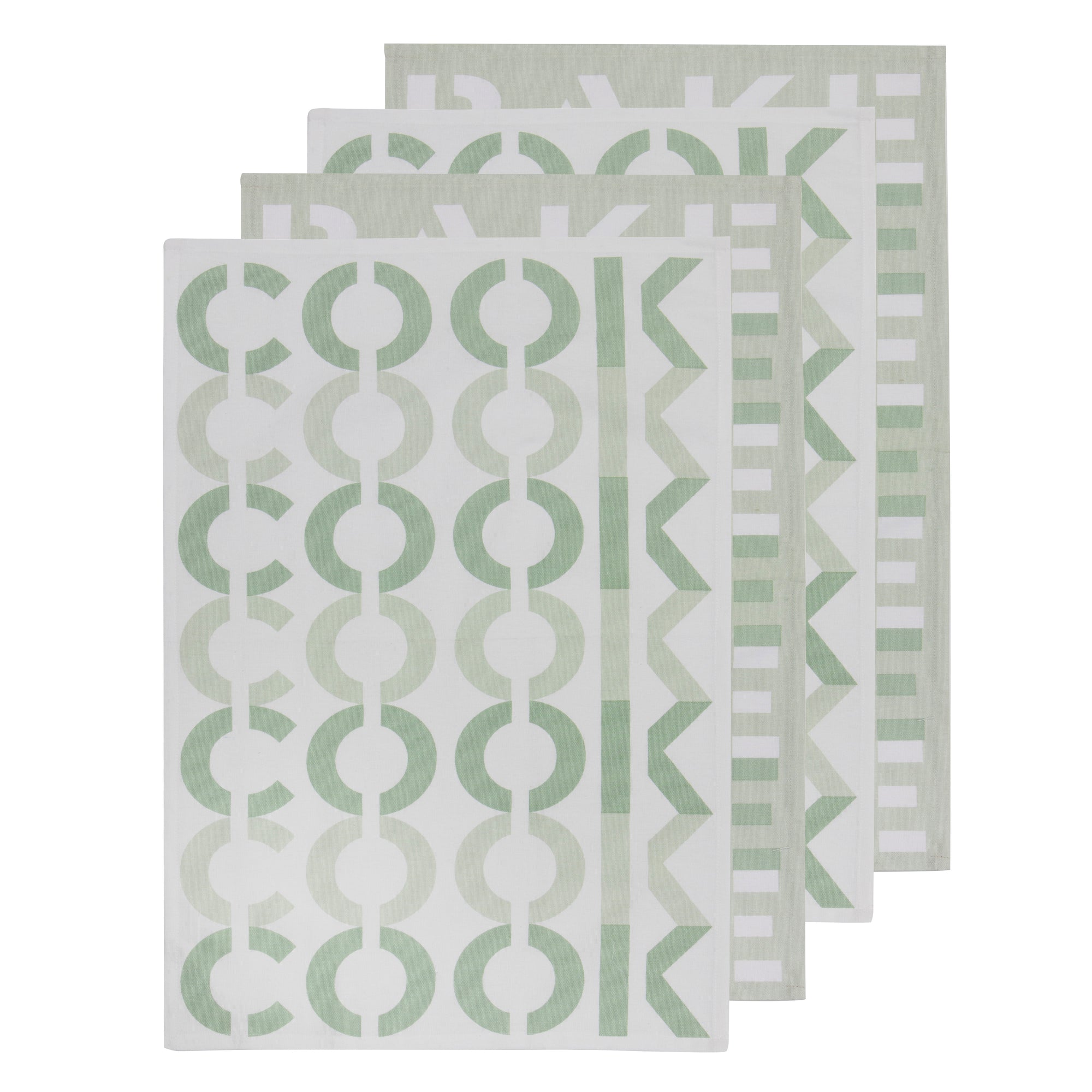 Ladelle Cook & Bake Printed Green 4pk Kitchen Towel