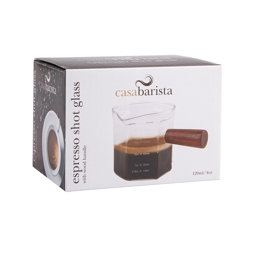 Casabarista Espresso Shot Glass with Wood Handle – 120ml / 4oz