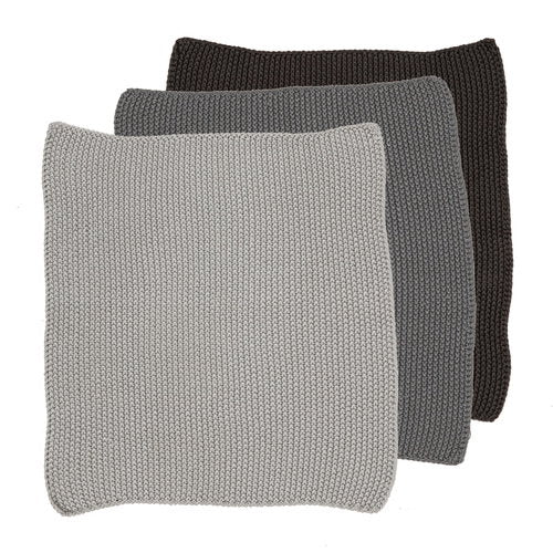 Eco Ladelle Eco Knitted Grey 27x27cm 3pk Dishcloth