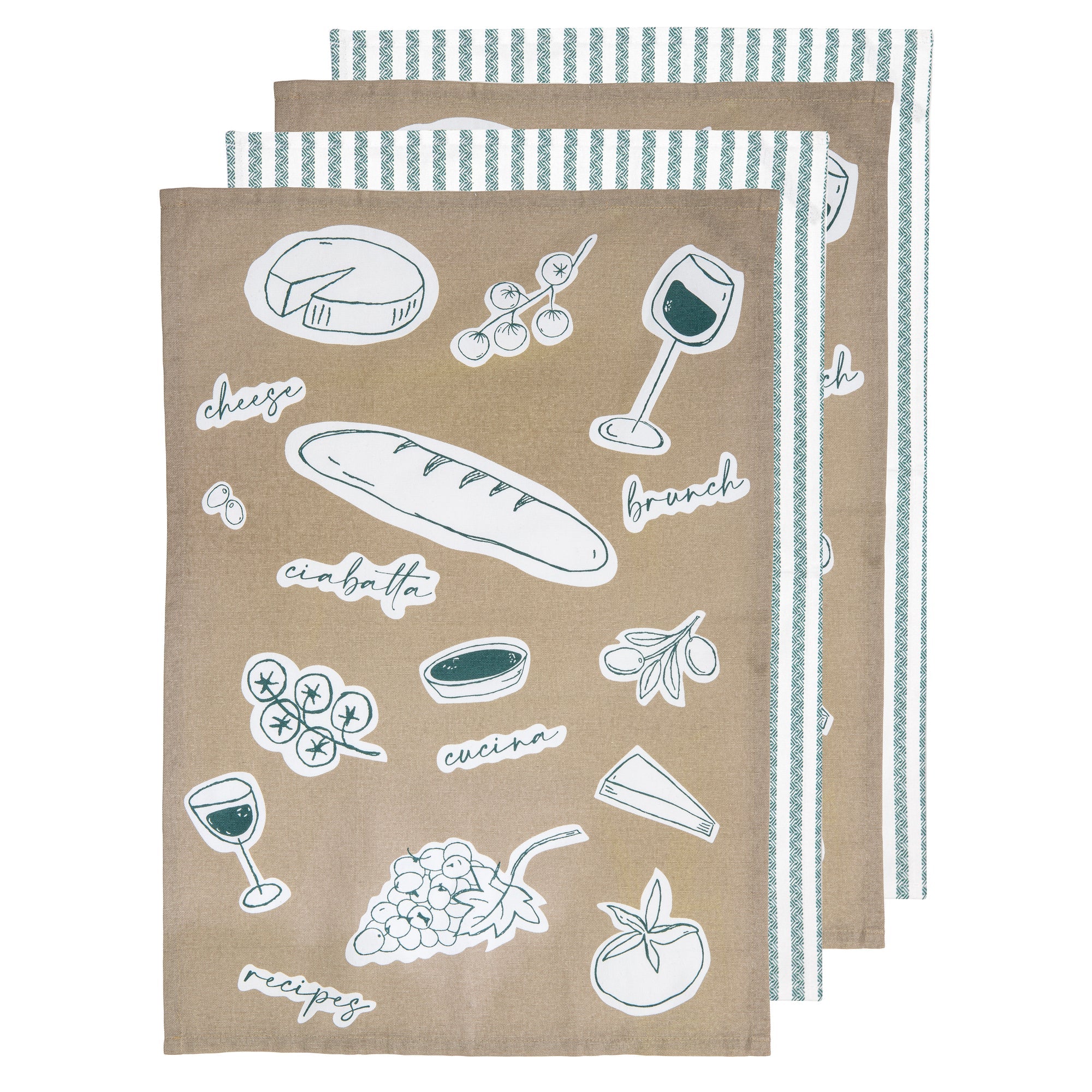 Ladelle A Long Lunch Taupe 4pk Kitchen Towel