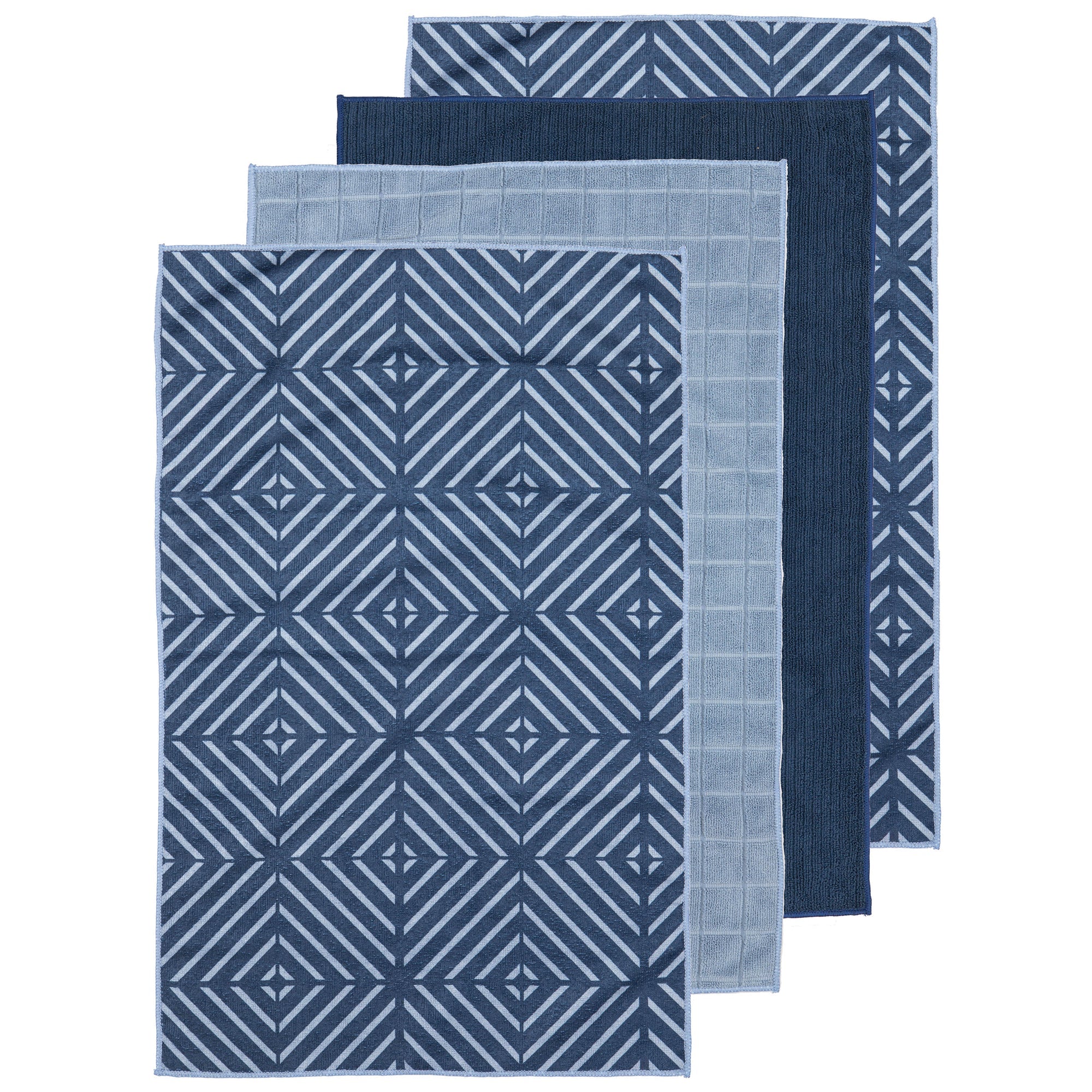 Ladelle Benton Blue Microfibre 4pk Kitchen Towel