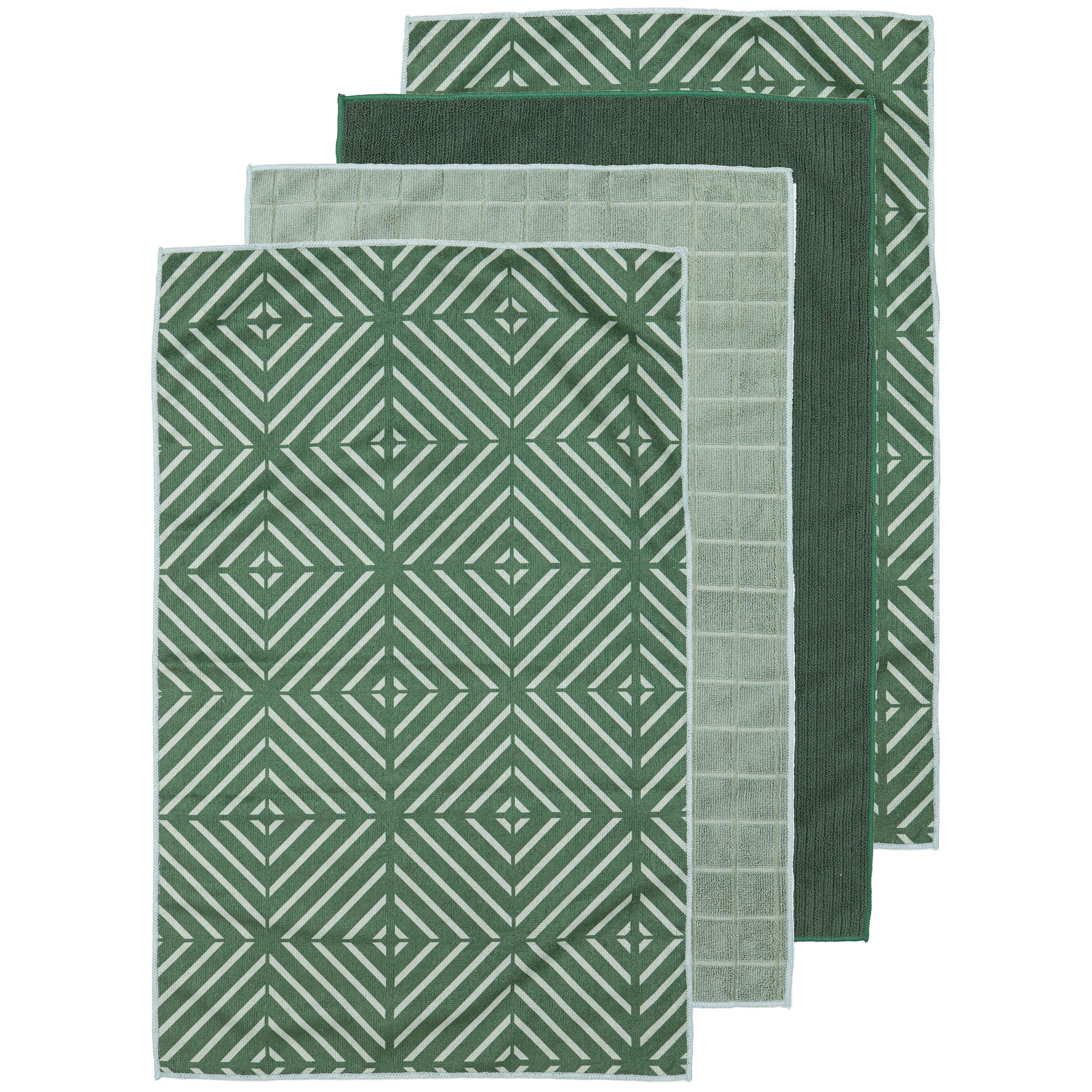 Ladelle Benton Green Microfibre 4pk Kitchen Towel